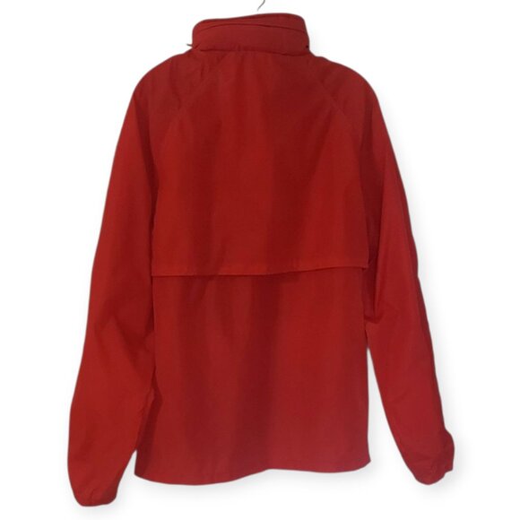 VTG Eddie Bauer Jacket Mens Red Rain Coat Windbreaker Vented Hideaway Hood Sz L - Picture 3 of 5